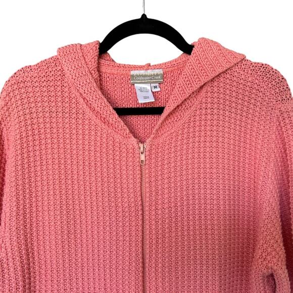 Coldwater Creek Patch Pocket Shaker Knit Sweater with Hood Women's Size Medium - Picture 4 of 9
